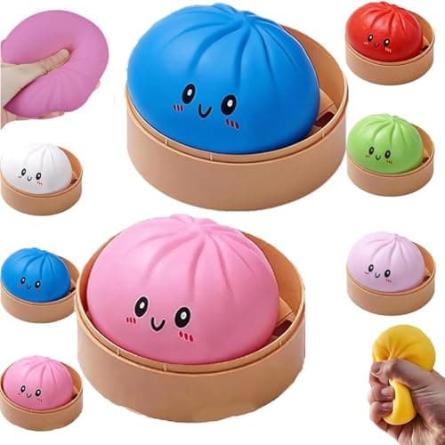Mystery Dumpling Squishy, 4 Inch Jumbo Dumpling Stress Ball, Squishy Bun, Anxiety Relief Fidget, Soft Squeeze Decompression Dough for Adults Classroom Prizes & Party Favors - Image 1