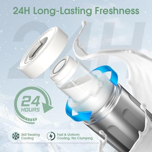 NesveCit Portable Breast Milk Cooler, 24H Chill Medical-Grade 316L Stainless Steel, 2-in-1 Breastmilk Cooler Bottle & Thermos with Leakproof Storage Bottle, No Ice Needed for Travel/Work, 20oz, Beige - Thumbnail 3