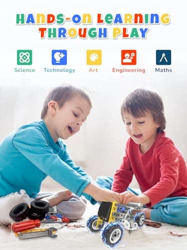 10 in 1 STEM Toys for 5 Year Old Boy, Building Toys for Kids Ages 4-8 5-7 6-8, STEM Engineering Construction Kit with Electric Motor, Educational Science Gift for 5 Year Old Boys - Thumbnail 3