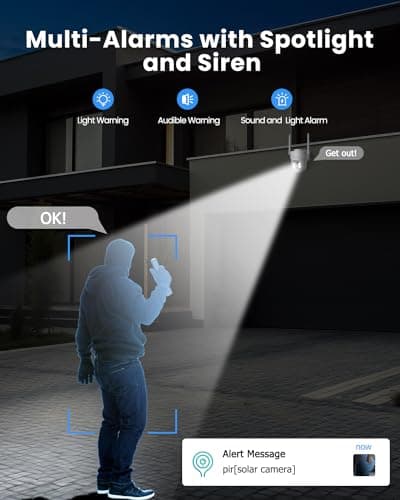 Rebluum Security Camera Outdoor Wireless, 3K/5MP Solar Camera Outdoor Wireless, Battery Powered 360°PTZ, Color Night Vision,PIR Motion Detection,2-Way Audio,Compatible with Alexa - Thumbnail 6