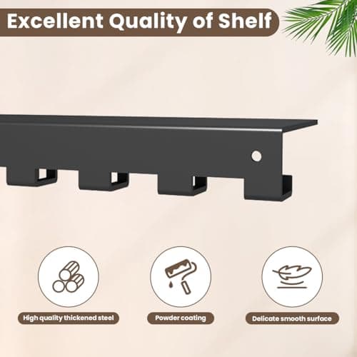Floating Shelf Organizer Compatible with Tonal Accessories Wall Mount Hanger with Hooks T-Lock Adapters Home Gym Weight Storage Equipment Metal Rack Holder Bracket Hanger Workout Fitness (Classic) - Thumbnail 3