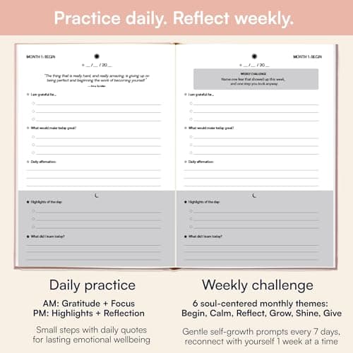 BETTER TOGETHER Gratitude Journal 6-Month Daily Affirmation Planner - Hardcover Guided Reflection Journal with Inspirational Quotes, Self Care & Mindfulness Gift Notebook - Thumbnail 3