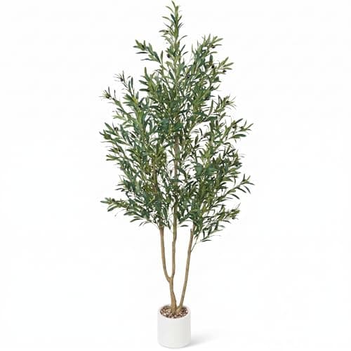Sillaff Olive Tree 8FT Fake Tree Faux Plants Indoor with Pot Artificial Tree Nearly Natural Olive Branches and Fruits for Living Room Home Office Decorations - Image 1