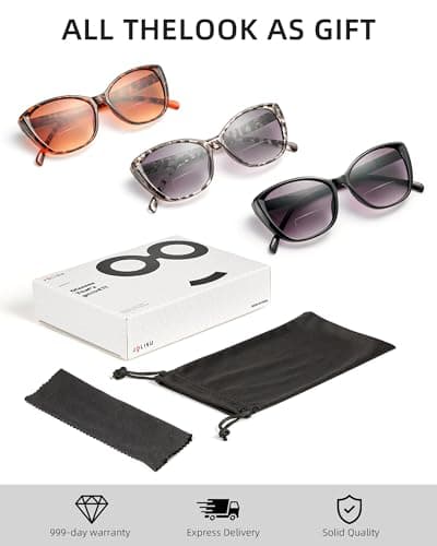 JOLISU 3 Pack Bifocal Reading Sunglasses for Women, 2 IN 1 Sun Readers Glasses Spring Hinge with UV400 Protection (2.50) - Thumbnail 5