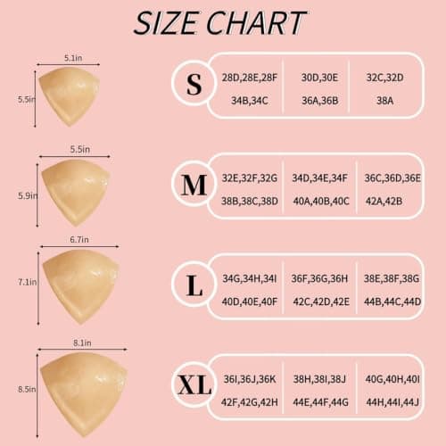 DEPOVOR Large Size Double-Sided Sticky Inserts Lightly Padded for D+ Cups, Reusable Adhesive Lifting Bras for Large Bust Nude - Thumbnail 6