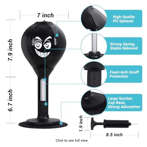 Koemier Desktop Punching Bag, Suctions to Your Desk, Heavy Duty Stress Relief Ball, Funny Office Gifts for Boss or Coworker Men and Women - Thumbnail 4