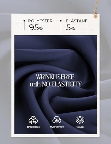 GRACE KARIN Trouser for Women, Wrinkle-Free Elastic Waist Pleated Front Straight Leg Work Palazzo Suit Pants Navy XL - Thumbnail 6