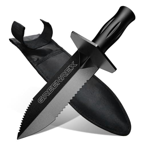GreenRex Metal Detector Shovel, Heavy Duty Double Serrated Digging Tool and Metal Detector Accessories with Sheath, Gardening Tools for Weeding, Planting, Camping, Treasure Hunting - Image 1