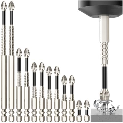 High Magnetic Screwdriver Drill Bit Set - 12Pcs K5 Impact Resistant Non Slip Bit - Magnetic Screwdriver Set - Screwdriver Bit Set - 25 50 65 70 90 150mm (12Pcs)
