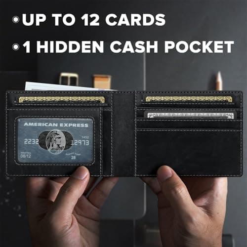 furid Leather Wallet Compatible with Airtag: Slim Air Tag Wallet for Men RFID Blocking, Bifold, Front Pocket, Minimalist Card Holder - Thumbnail 5