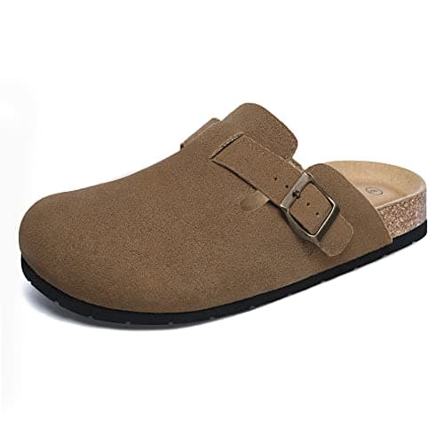 Xiakolaka Women's Suede Clogs Adjustable Buckle Slip on Footbed Home Clog Slippers for Comfort Casual Daily Wear Brown Size 6 - Image 1