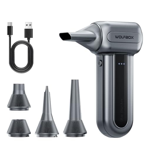 WOLFBOX MF70 Compressed Air Duster-110000 RPM Electric Air Duster with Extended Runtime, 3-Speed Rechargeable Air Blower for Keyboard, Computer, Camera, Car, Home, 5 Nozzles - Image 1