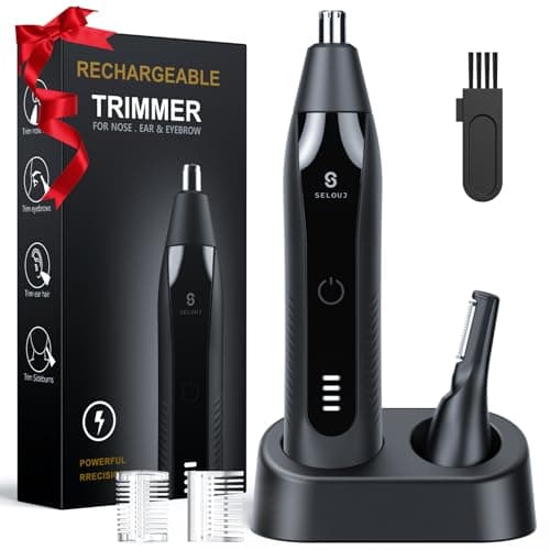 Selouj Ear and Nose Hair Trimmer for Men, 2025 Professional Painless USB Rechargeable Eyebrow & Facial Electric Hair Trimmer for Men Women, Powerful Motor, Dual Edge Blades, IPX7 Waterproof Easy Clean - Image 1