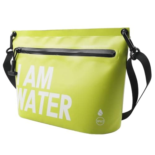 UOEPOWA Dry Bag, Waterproof Shoulder Bag 10.2x7.9x4.3 inches IPX8-rated, with Removable and Adjustable Shoulder Strap. Holds Phone, Wallet, and More. Ideal for Swimming, Diving, and Camping（Pea green）
