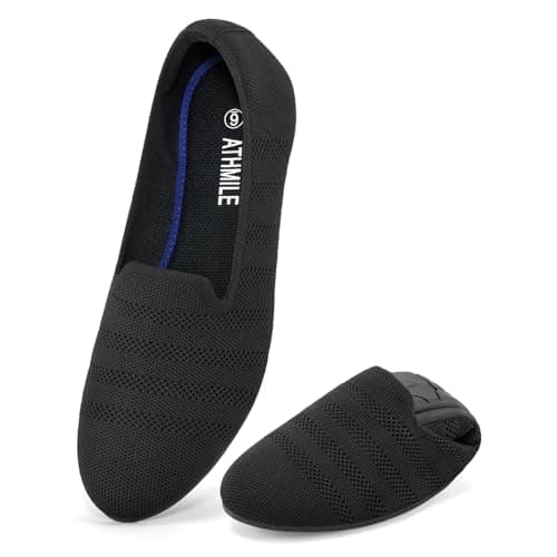 ATHMILE Ballet Flats for Women Ballerina Slip On Round Toe Loafer Shoes Dressy Casual for Wedding Business Daily 2026 Fashion Zapatos Bajos para Mujer Black Size 6 - Image 1
