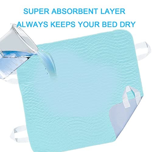 2 Pack Bed Pads for Incontinence Positioning Bed Pad with Handles for Lift and Transfer Reusable Waterproof Bed Pads Washable Incontinence Bed Pads for Elderly Hospital Home Care 36” × 34” - Thumbnail 6
