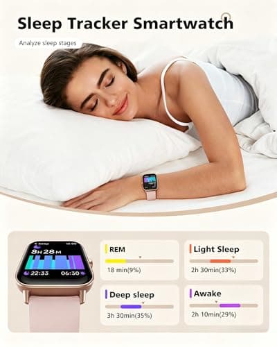 Quican Smart Watches for Women, Compatible for iPhone and Android Phones, Calling, Heart Rate/Sleep Monitor, Alexa, 1.8" Fitness Tracker Watch, Waterproof, Gifts for Women, Silicone Band, Baby Pink - Thumbnail 4