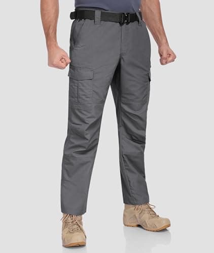 Zoofly Cargo Pants for Men Elastic Waist Ripstop Mens Cargo Work Pants Construction Work Pants for Men Durable Grey 44W*32L - Thumbnail 2