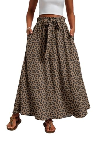 Mintreus Womens Spring Summer Long Skirt Elegant High Waist Cocktail Party Wedding Flowy A-Line Maxi Skirts 2026(LD Khaki-2XL) - Image 1