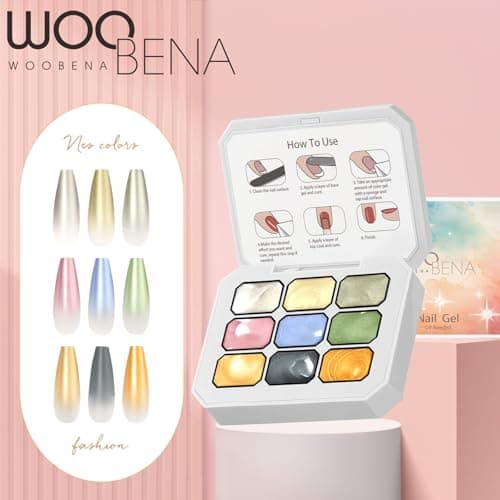 Woobena Pat Pat Gel,9 colors Ombre Gel Nail Polish Gradient Patting Gel Nail Kit for Painting DIY Nail Art No Wipe, Blooming UV/LED Curing with Tweezer and 100Pcs Nail Sponges for Ombre - Thumbnail 2