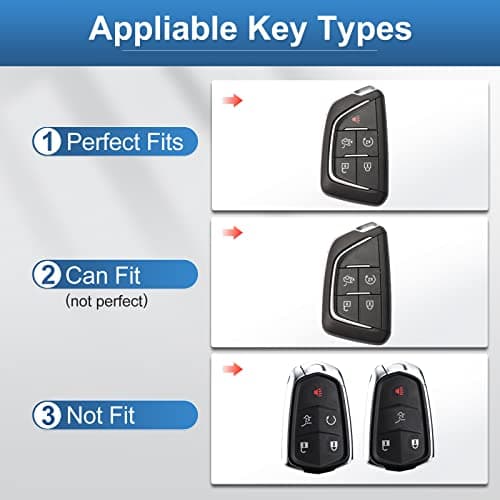 RUABIBAN Key Fob Cover Compatible with Cadillac, Soft TPU Key Case Protection Shell Fit for Cadillac 2020 2021 2022 ATS CT5 CT6 XT4 XT5 XTS 5/6 Buttons Remote Smart Key Protector - Thumbnail 2