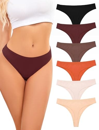 ANSUKOO Cotton Thong Underwear for Women 6 Pack,Ladies Comfortable Panties,Woman Breathable Soft Panty Tangas,Mid Rise Undies Assorted - Image 1