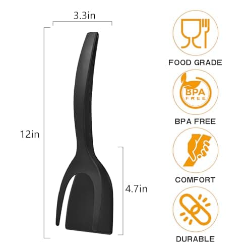 Egg Flipper Spatula Tongs 2 PCS Spatula for Non Stick Frying Pan 2 in 1 Grip & Flip Kitchen Tongs, High Heat Resistant BPA Free Cooking Utensils, Ideal Cookware for Pancakes, Fish, Eggs, Toast - Thumbnail 3