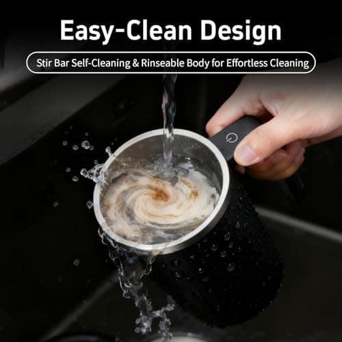 Self Stirring Coffee Mug 12 Oz with Lid, 316 Stainless Steel Automatic Magnetic Mixing Cup with a Built-in Lcd Thermometer & Handle, Rechargeable Electric Coffee Stirrer, Gift for Men and Women - Thumbnail 4