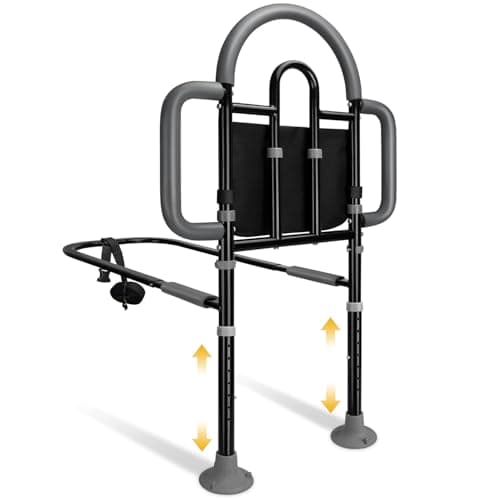 EASYVAVA Bed Rails for Elderly Adults Safety, Adjustable Bed Assist Rail - Portable Bed Cane Supports 400 Lbs,ASTM Approved Bedside Safety & Stability for Seniors,for Bed Frames 14.57"-20.67"