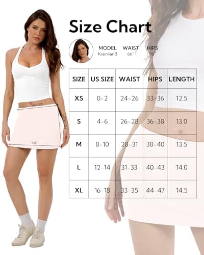 DLOODA Mini Skort for Women with Pockets, Tennis Skirt with Short Golf Athletic Skorts for Workout Pickleball Running Pink - Thumbnail 6