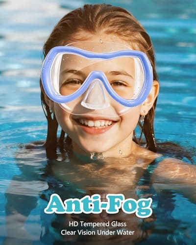 Aegend Kids Swim Mask Goggle, Swimming Goggles with Nose Cover Tempered Glass 180° HD Wide View - Thumbnail 5