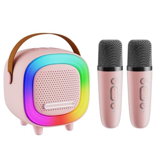 Mini Karaoke Machine Speaker for Kids Adults, Portable Bluetooth with 2 Wireless Microphones, Christmas Birthday Gift Ideas for Toys for Teens Boys and Girls Aged 4, 5, 6, 7, 8, 9, 10, 11, 12+ - Image 1