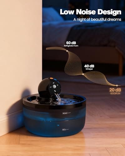 Cat Water Fountain Wireless Cordless: Cat Fountain for Drinking Battery Operated - 88oz/2.6L Black Pet Water Fountain Rechargeable - Quiet Cats Water Bowl Dispenser with Motion Sensor - Small Animals - Thumbnail 3
