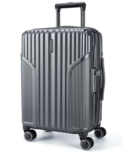 BAGSMART Expandable Carry On Luggage 22x14x9 Airline Approved, Carry-On Suitcase with Spinner Wheels, Hardside Polycarbonate Rolling Travel Luggage with TSA Lock 20-Inch, Grey - Image 1
