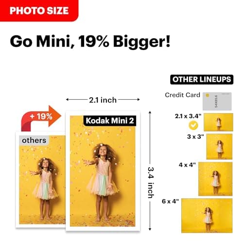KODAK Mini 2 Retro 2x3 Portable Photo Printer, 8 Sheets, Bluetooth Smartphone Printer for iPhone & Android, Instant Color Prints, 4PASS Dye Sublimation, White - Thumbnail 5