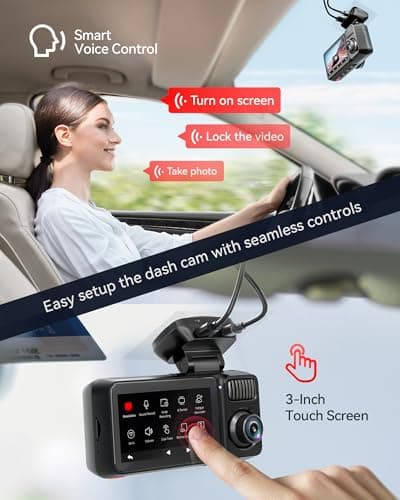REDTIGER F17 Elite 4K Dash Cam 3 Channel, STARVIS 2 IMX678 & IMX675, 128GB Card, Full Night Color, 4K+2.5K+1080P Front and Rear Inside, Voice Control, 5GHz WiFi-30MB/s Download, GPS, HDR, Parking Mode - Thumbnail 5