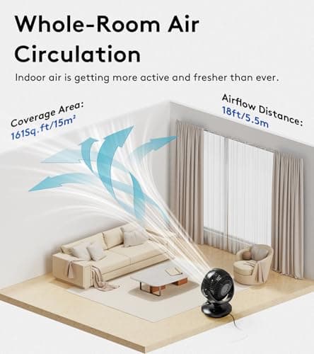 CARONSORT Desk Oscillating Fan, AC Air Circulator Fan, 11 Inch Table Fans for Whole Room, Vertical Manual + Oscillating Fan, 3 Speeds, Quiet Fan, for Bedroom/Dorm/Office/Home - Thumbnail 3