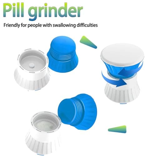 Pill Crusher Fine Powder with Small Medicine Pill Box 3-in-1,Pill Splitter Cutter for Small Pills Vitamins Tablets, Portable Pill Crushers for Elderly & Pet,Travel-Friendly Pill Grinder (Blue) - Thumbnail 4