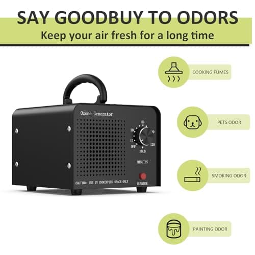 Medvoe 0zone Generator 65000mg - O3 Air Purifier for Home & Car, Ozone Machine Odor Removal for Smoke & Pet (Black) - Thumbnail 2