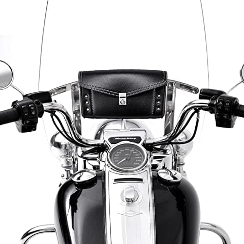 KEMIMOTO Motorcycle Windshield Bag 10" Windscreen Studded Pouch Compatible with Road King 1995-2019 2020 2021 2022 2023 2024 Softail Storage Tool