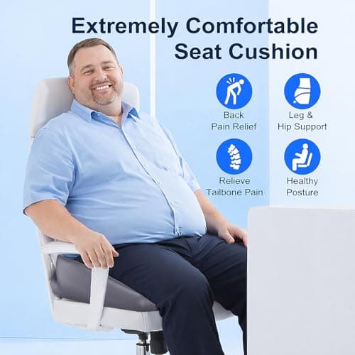 Seat Cushion for Relief Sciatica - Memory Foam Cushion for Office Chair, Hip & Coccyx Pain Relief for Long Sitting,2025 Upgraded Large Seat Pillow for Soft Support,for Game Chair/Wheelchair - Thumbnail 3