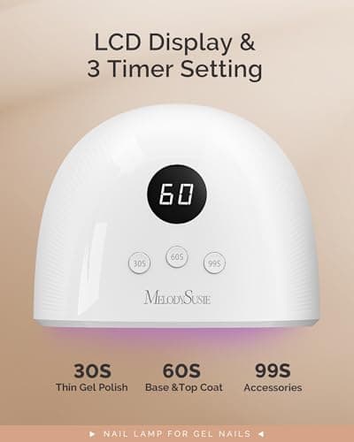 MelodySusie Compact Advanced UV LED Nail Lamp, P-Plus30F Nail Dryer with 3 Timers & Smart Sensor Cures All Gels, Especially Rhinestone Glue, Solid & Liner Gel Polishes for Advanced DIY at Home-White - Thumbnail 5