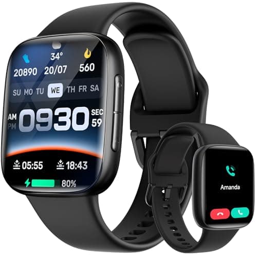 Smart Watch for Men Women, 1.85" AMOLED Ultra-Clear Screen Smartwatch Compatible iPhone/Samsung/Android, 100+ Sport Modes Fitness Tracker with Heart Rate/SpO2/Sleep Monitor 3ATM Waterproof, 2 Bands - Image 1