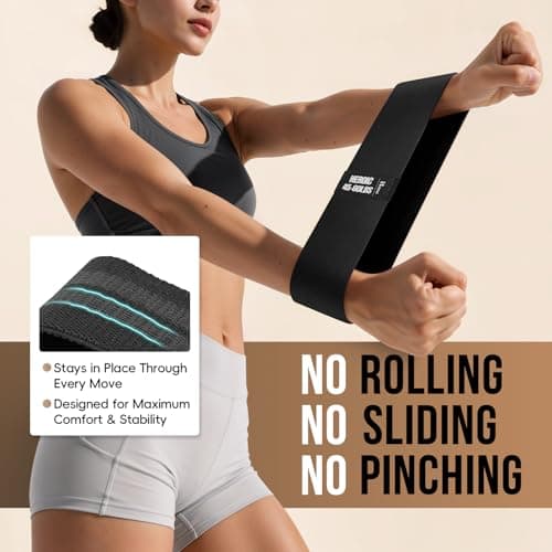Fabric Resistance Bands for Working Out with Exercise Guide, 3 Levels Hip & Glute Bands Set for Legs, Squats, Yoga, Fitness & Physical Therapy for Women and Men (Gradient Gray, 25-60pounds) - Thumbnail 2