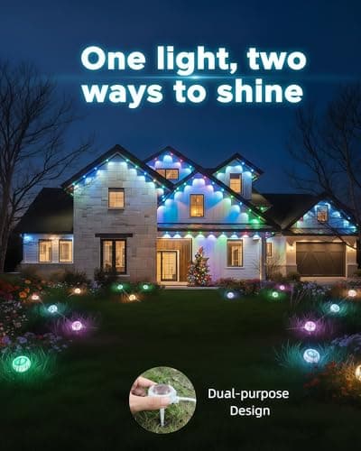 LightSeek New Year Permanent Lights for House, 54ft 36 LED RGB Smart Lihgts, Music Sync & 213 Scene Modes, 2-Way Eaves & In-Ground, App Remote Control, IP67 Waterproof, Party Decor, Indoor, USB - Thumbnail 5