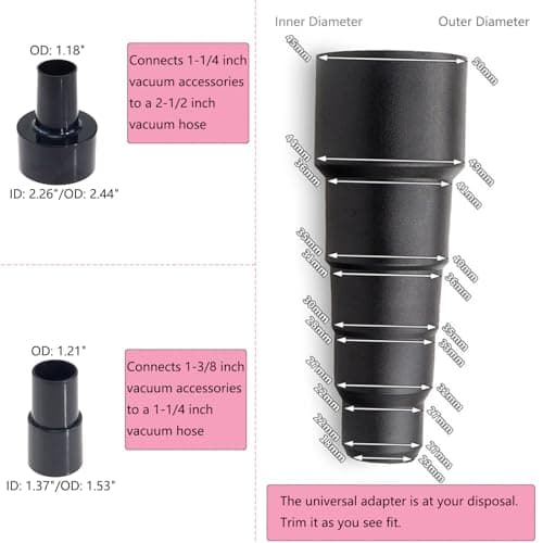 13 PCS Shop Vac Accessories - Includes Horse Hair Vacuum Brush, Floor Brush, Crevice Tool, and Hose Adapters for 2 1/2" to 1 1/4" - Thumbnail 2