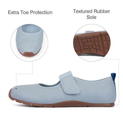 VIUGJNEX Blue Mary Jane Sneakers for Women Tennis Shoes Ballet Sneakers Lightweight Casual Slip-On Ballet Flats Size 8 - Thumbnail 4