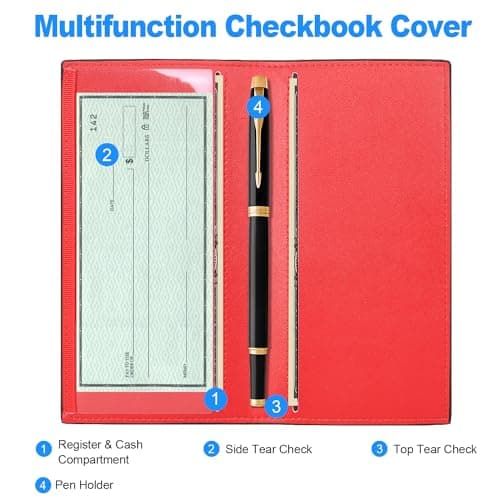CASMONAL Premium Leather Checkbook Cover for Men and Women Checkbook Holder Wallet RFID Blocking - Thumbnail 2