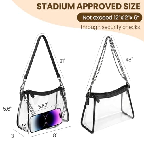 Clear Crossbody Bag for Stadium Events, TPU Transparent Bag Stadium Approved,Waterproof Clear Concert Purses Tote Bags for Women, Transparent Tote Bags for Sports Games, Concerts and Daily Use - Thumbnail 3