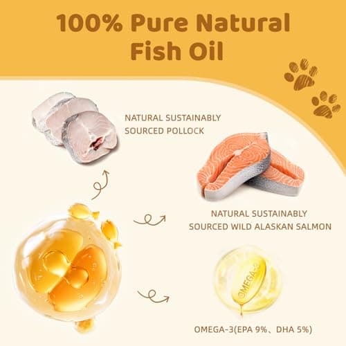 Hipypaw Fish Oil Omega 3 for Dogs - Salmon & Pollock Oil for Dogs and Cats - Defense Liquid Supplement for Skin, Coat Brain, Hip, Joint and Heart Health - Omega Oil for Pet(16OZ) - Thumbnail 3